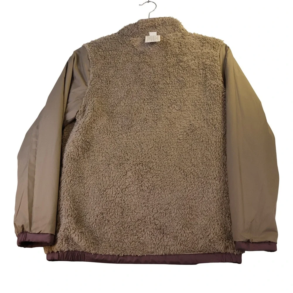 Patagonia Kids XL 14 Reversible Fleece Jacket Purple Tan Full Zip Outdoor Coat